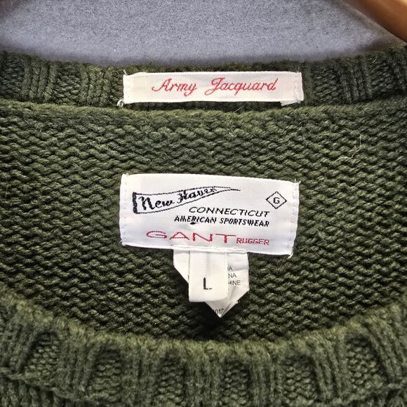 Gant Rugger The Jacquard Men Sweater Large Cream/Marine - Picture 6 of 11